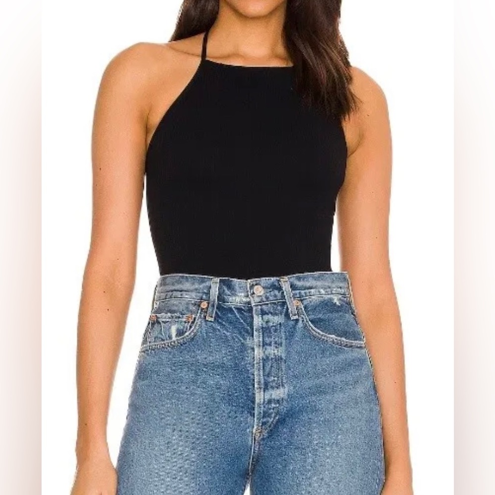 {FREE PEOPLE} high neck tank top. Gorgeous Black size S/XS NWT